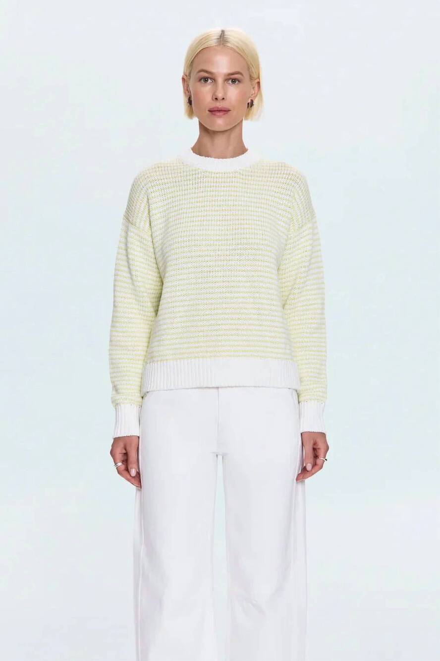 NEW PISTOLA aura relaxed crew neck sweater in limeade